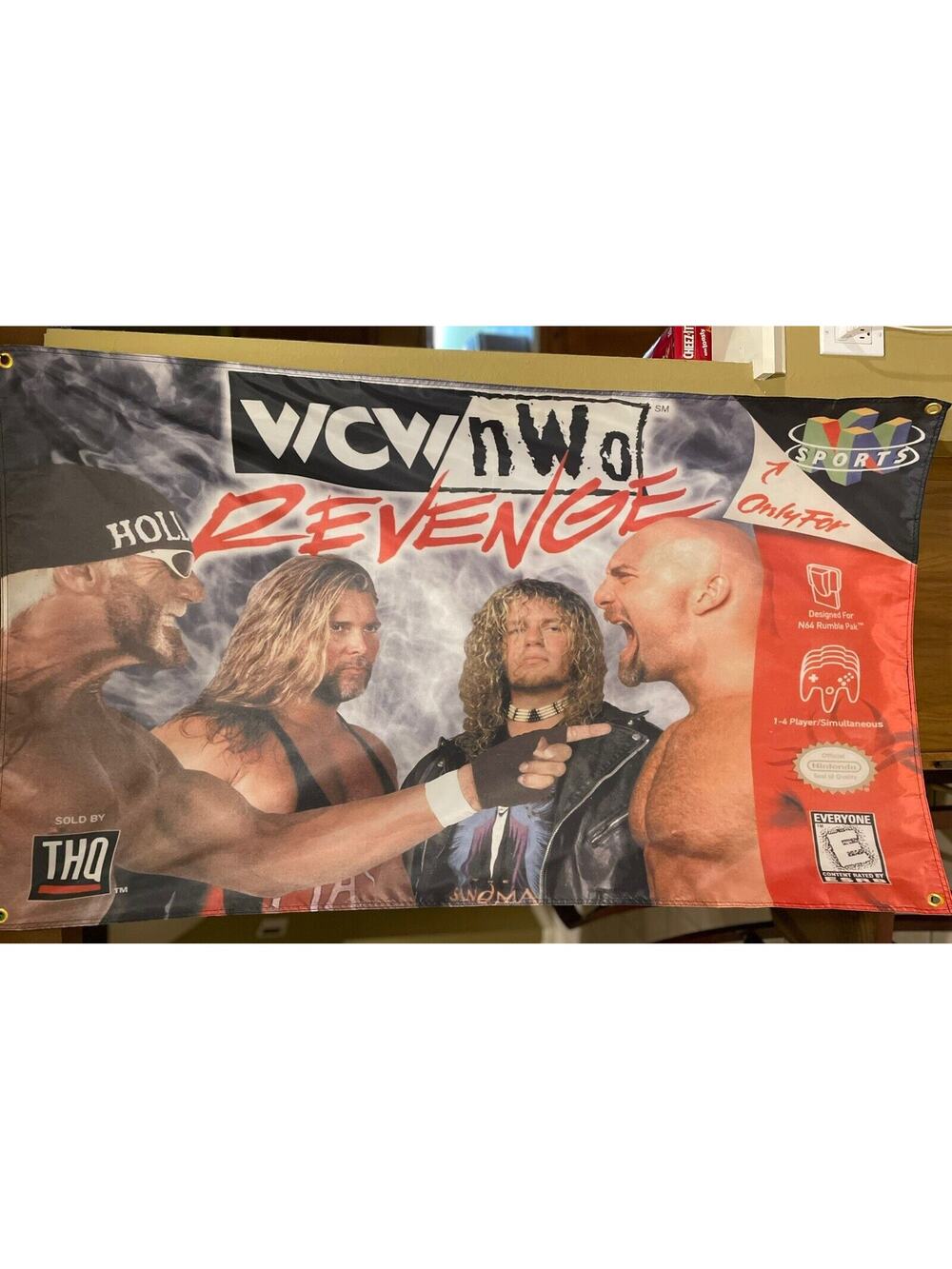 WCW Vs NWO Revenge Nintendo N64 5ft Flag Banner Poster 1998 64 THQ WWF WWE Hogan